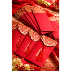 (Set 12) Bao lì xì bê tráp kim tuyến có tua rua