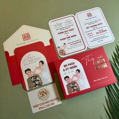 (PQ 1212) Thiệp Cưới Hiện Đại Ruột Gập Đôi
