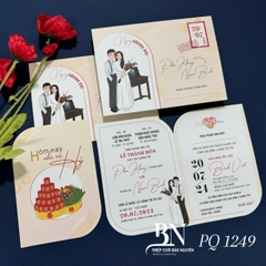 (PQ 1249) Thiệp Cưới Hiện Đại Có Ép Kim
