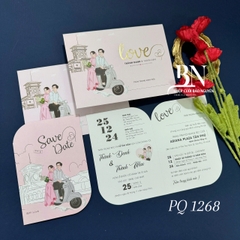 (PQ 1268) Thiệp Cưới Hiện Đại Có Ép Kim