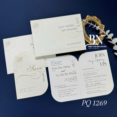 (PQ 1269) Thiệp Cưới Hiện Đại Có Ép Kim