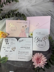 (PQ 1420) Thiệp Cưới Giấy Ánh Kim Thơm