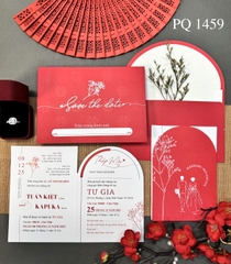 (PQ 1459) Thiệp Cưới Hiện Đại Có Ép Kim