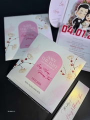 (RR-BN-PU01) Thiệp Cưới Ánh Kim 3D Cao Cấp Mẫu Chibi Hiện Đại