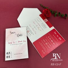 (RR3IN1 - BN003) Thiệp Cưới Gập 3 Có Bao Thư 3IN1