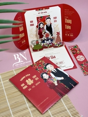 (RR-PU02) Thiệp Cưới 3D Cao Cấp Mẫu Chibi Hiện Đại