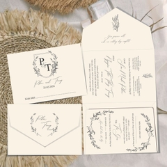 (RR3IN1 - BN023) Thiệp Cưới Gập 3 Có Bao Thư 3IN1