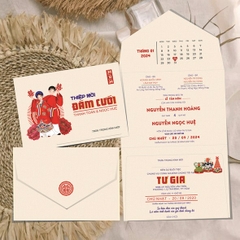 (RR3IN1 - BN032) Thiệp Cưới Gập 3 Có Bao Thư 3IN1