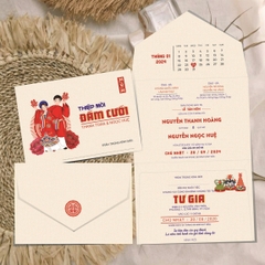 (RR3IN1 - BN032) Thiệp Cưới Gập 3 Có Bao Thư 3IN1