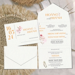 (RR3IN1 - BN033) Thiệp Cưới Gập 3 Có Bao Thư 3IN1