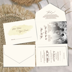 (RR3IN1 - BN034) Thiệp Cưới Gập 3 Có Bao Thư 3IN1