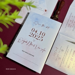 (RR3IN1 - BN058) Thiệp Cưới Gập 3 Có Bao Thư 3IN1 giấy ánh kim