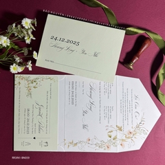 (RR3IN1 - BN059) Thiệp Cưới Gập 3 Có Bao Thư 3IN1