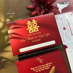 (RR3IN1 - BN061) Thiệp Cưới Gập 3 Có Bao Thư 3IN1