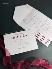 (RR3IN1 - BN063) Thiệp Cưới Gập 3 Có Bao Thư 3IN1