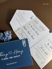 (RR3IN1 - BN064) Thiệp Cưới Gập 3 Có Bao Thư 3IN1