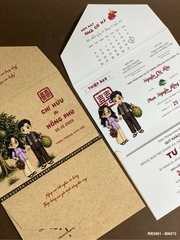 (RR3IN1 - BN072) Thiệp Cưới Gập 3 Có Bao Thư 3IN1