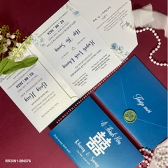 (RR3IN1 - BN076) Thiệp Cưới Gập 3 Có Bao Thư 3IN1 ánh kim thơm