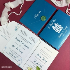 (RR3IN1 - BN076) Thiệp Cưới Gập 3 Có Bao Thư 3IN1 ánh kim thơm