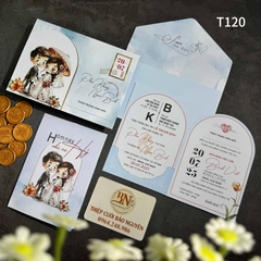 (T120) Thiệp cưới giá rẻ ruột gập đôi