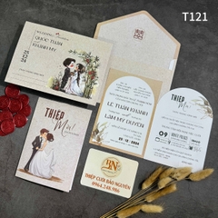 (T121) Thiệp cưới giá rẻ ruột gập đôi