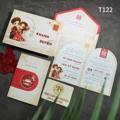 (T122) Thiệp cưới giá rẻ ruột gập đôi
