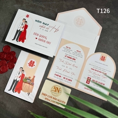 (T126) Thiệp cưới giá rẻ ruột gập đôi
