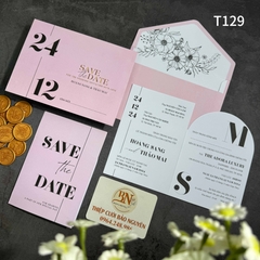 (T129)  Thiệp cưới giá rẻ ruột gập đôi