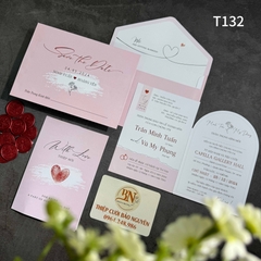 (T131) Thiệp cưới giá rẻ ruột gập đôi