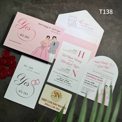 (T138) Thiệp cưới giá rẻ ruột gập đôi