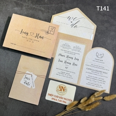 (T141) Thiệp cưới giá rẻ ruột gập đôi