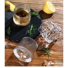 -Set 6 cốc thuỷ tinh, ly thuỷ tinh đế lồi xoay cao cấp nhiều họa tiết