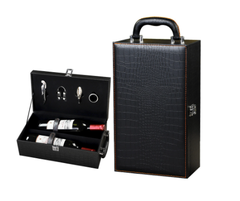 Hộp rượu vang 2 chai da cá sấu có dụng cụ mở rượu, Hộp quà Tết, Quà tặng doanh nghiệp, Quà tặng sự kiện