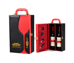 Hộp rượu vang đôi họa tiết ly rượu có dụng cụ mở rượu , Hộp quà Tết, Quà tặng doanh nghiệp, Quà tặng sự kiện