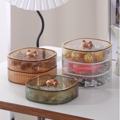 Khay mứt tết hộp đựng bánh kẹo 3 tầng trong suốt nhiều ngăn