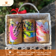 Cốc tre vẽ phong cảnh khắc theo yêu cầu giá rẻ...