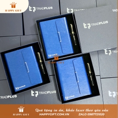 Quà tặng cho các thầy cô nhân dịp 20/11- Sổ da khuy gài A5/Combo Sổ bìa da A5 kèm bút sang trọng COM25145.