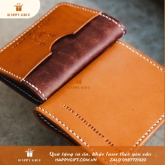 Khắc Laser ví da, bóp da theo yêu cầu, khắc laser quà tặng doanh nghiệp, quà tặng sự kiện