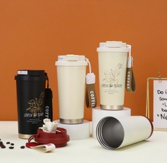 Ly giữ nhiệt coffee dung tích 530ml, thiết kế mới tối giản, tiện lợi có ống hút