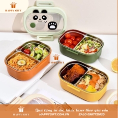 Hộp cơm cách nhiệt nắp trong suốt in hình động vật