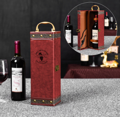 Hộp rượu vang đơn HR42 có dụng cụ mở rượu , Hộp quà Tết, Quà tặng doanh nghiệp, Quà tặng sự kiện