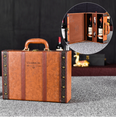 Hộp rượu vang 2 chai phong cách cổ điển viền họa tiết móng rồng  , Hộp quà Tết, Quà tặng doanh nghiệp, Quà tặng sự kiện