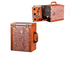 Hộp rượu vang nắp đứng 6 ngăn họa tiết đuôi phượng có dụng cụ mở rượu , Hộp quà Tết, Quà tặng doanh nghiệp, Quà tặng sự kiện