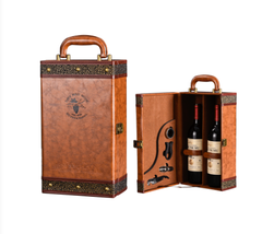 Hộp rượu vang đôi họa tiết cổ điển, Hộp quà Tết, Quà tặng doanh nghiệp, Quà tặng sự kiện