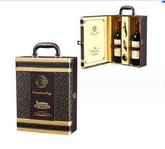 Hộp rượu vang họa tiết móng rồng viền vàng HR54 có dụng cụ mở rượu , Hộp quà Tết, Quà tặng doanh nghiệp, Quà tặng sự kiện