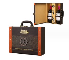 Hộp rượu vang họa tiết bánh lái tàu có dụng cụ mở rượu , Hộp quà Tết, Quà tặng doanh nghiệp, Quà tặng sự kiện