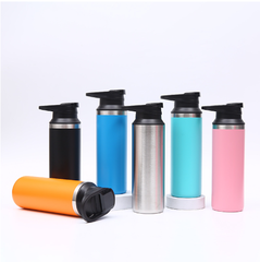 Bình giữ nhiệt thể thao inox có quai xách nhựa, Bình giữ nhiệt in khắc tên logo