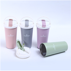 Cốc giữ nhiệt nắp bật ống hút có quai xách, Cốc giữ nhiệt in tên logo thương hiệu