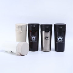 Cốc coffee giữ nhiệt Kamiyoshi nắp khóa móc, Cốc giữ nhiệt in khắc tên logo thương hiệu