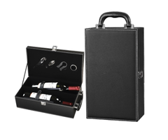 Hộp rượu vang đôi da trơn có dụng cụ mở rượu , Hộp quà Tết, Quà tặng doanh nghiệp, Quà tặng sự kiện